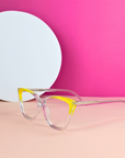 PRIMS Eyewear | EIRE-Montura en Acetato Eye Cat Clear con Color Brillante y Anti-Blue Light