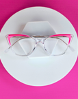 PRIMS Eyewear | EIRE-Montura en Acetato Eye Cat Clear con Color Brillante y Anti-Blue Light